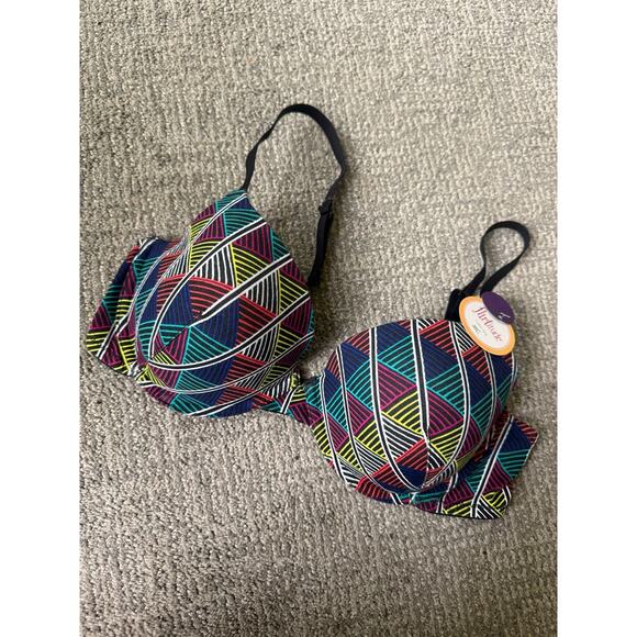Flirtique geometric patterned colorful bra womens 38C new - Picture 1 of 7